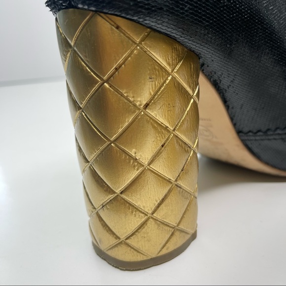 CHANEL Fantasy Short Boots Black & Gold Size 39 - Picture 8 of 16